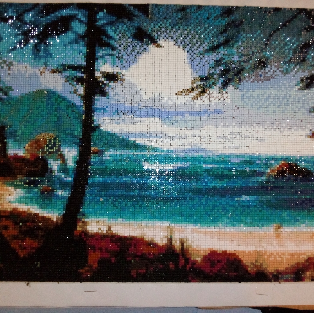 Water scene paint with diamonds picture